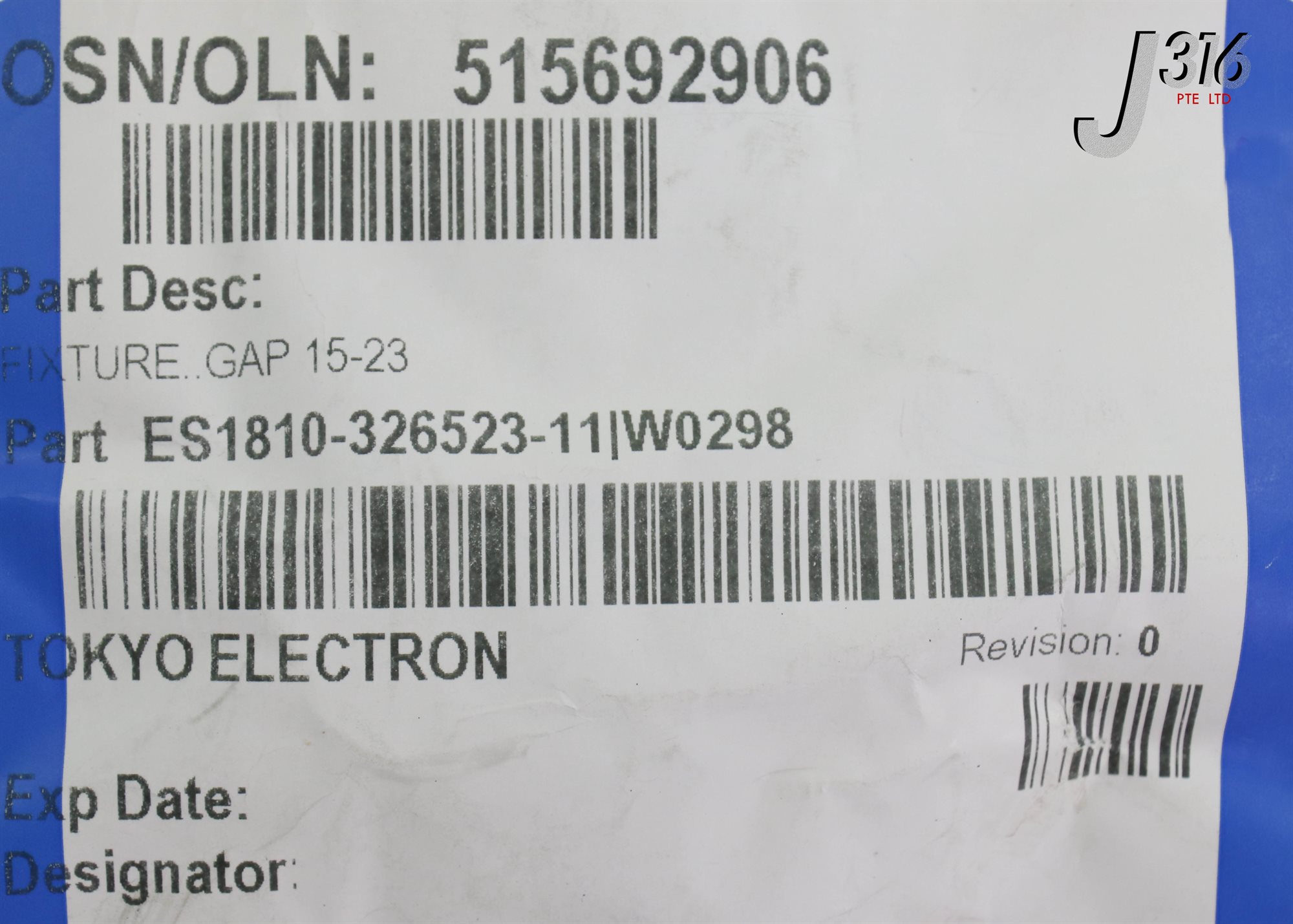 んん 24013 TOKYO ELECTRON FIXTURE GAP, 15-23, 1810-326523-11 (NEW